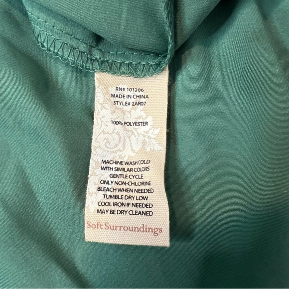 NWT! Soft Surroundings Emerald Green Satin Trieste Tiered Maxi Dress. Size Large - Picture 13 of 14